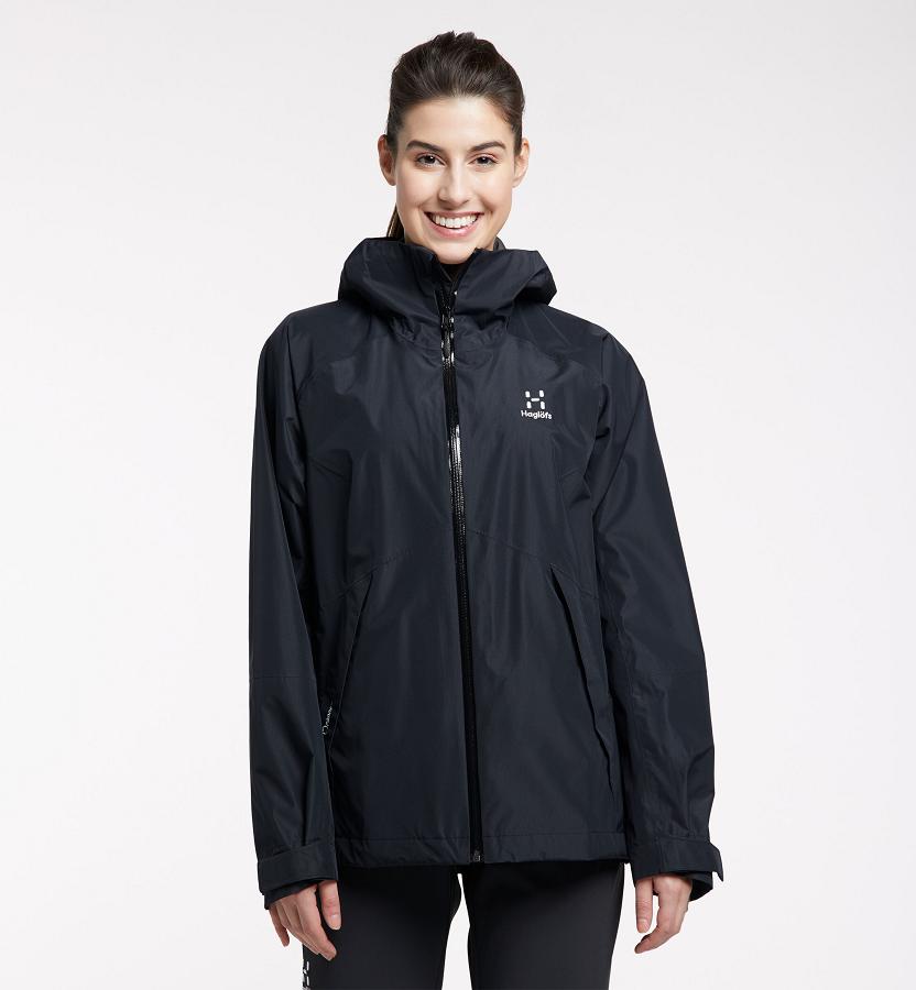 Haglöfs Womens Skuta Waterproof Jacket Black New Zealand 02187ZTXO